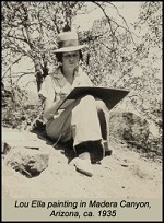 Painting in Madera Canyon, Santa Rita Mountains near Tucson Arizona, 1935.